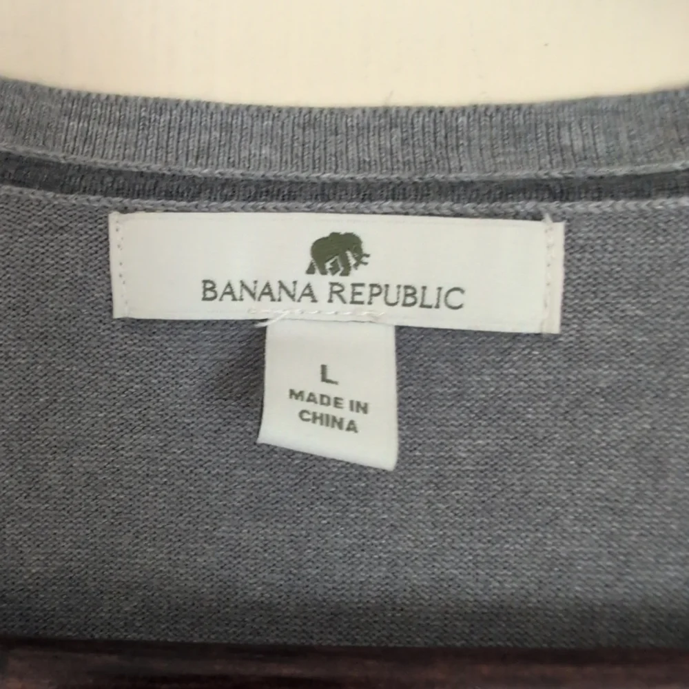 Banana Republic Sweater Men's‎ L DeVee Grey V-neck Fine-knit Pullover Layering